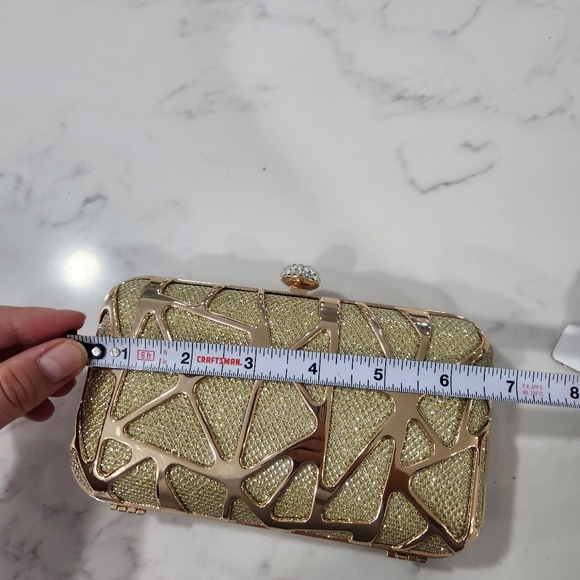 Fawziya Gold Metallic Rhinestone Evening Clutch - Picture 5 of 10